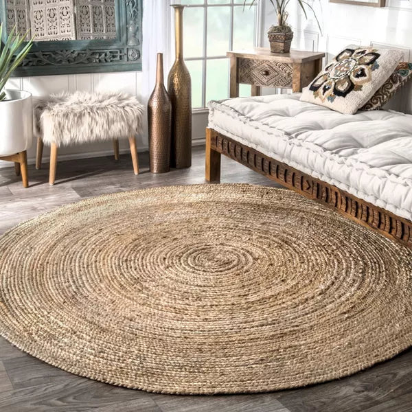 Hand Woven Farmhouse Jute Indoor Area Rug - 6' Round