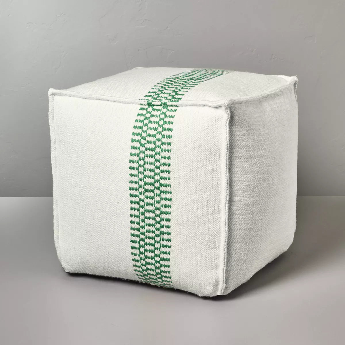 Checkered Stripe Indoor/Outdoor Ottoman Pouf