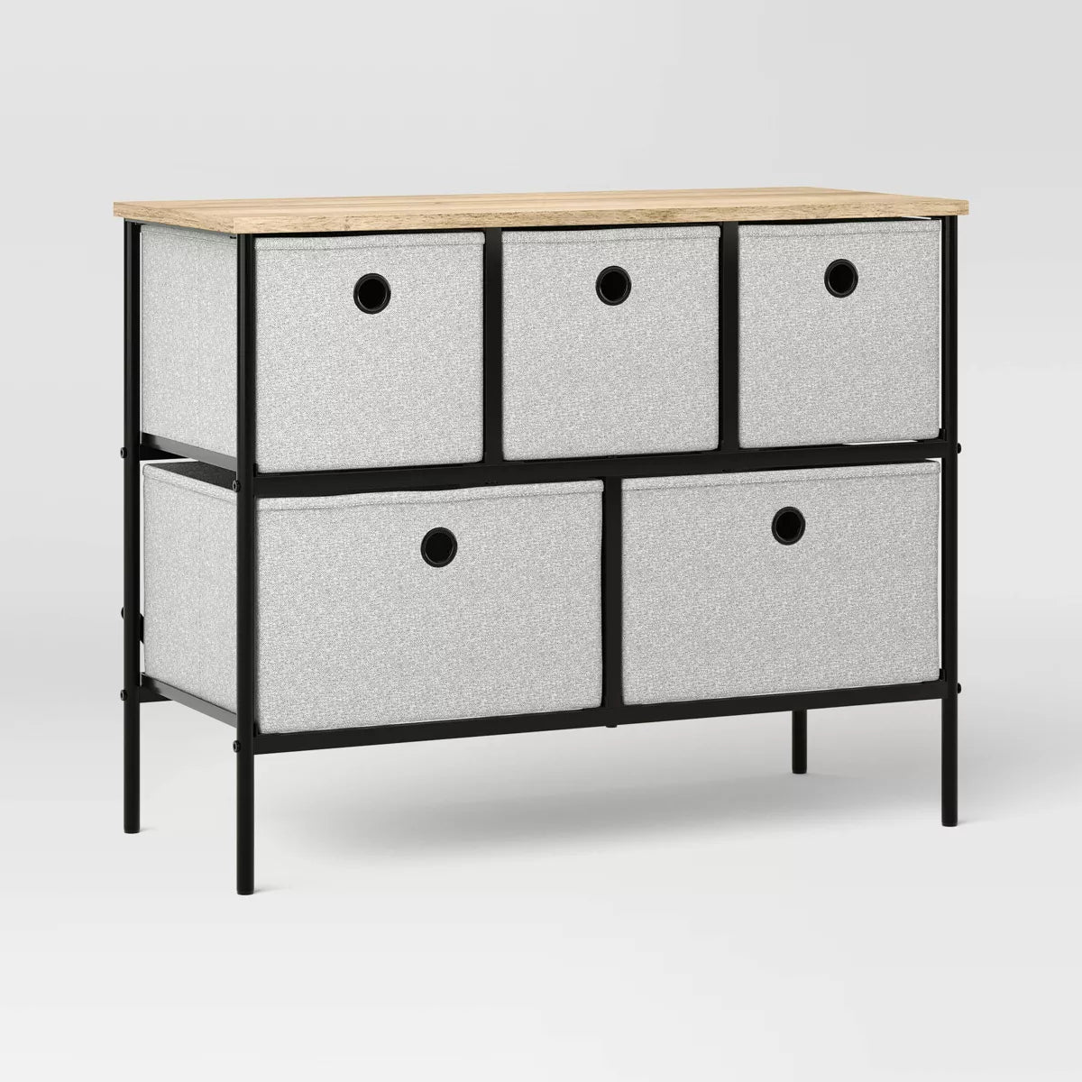 36" Wide Fabric 5-Bin Dresser - Black Frame Showroom Item