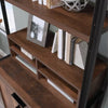 Briarbrook Library Hutch Barrel Oak - Industrial Design, Metal Frame, Open Storage & Shelf