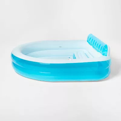 Family Pool with Bench Oval Kiddie Pool -  PVC Liner