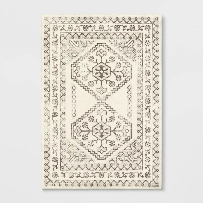 Washable Distressed Persian Accent Rug Cream - 7x10