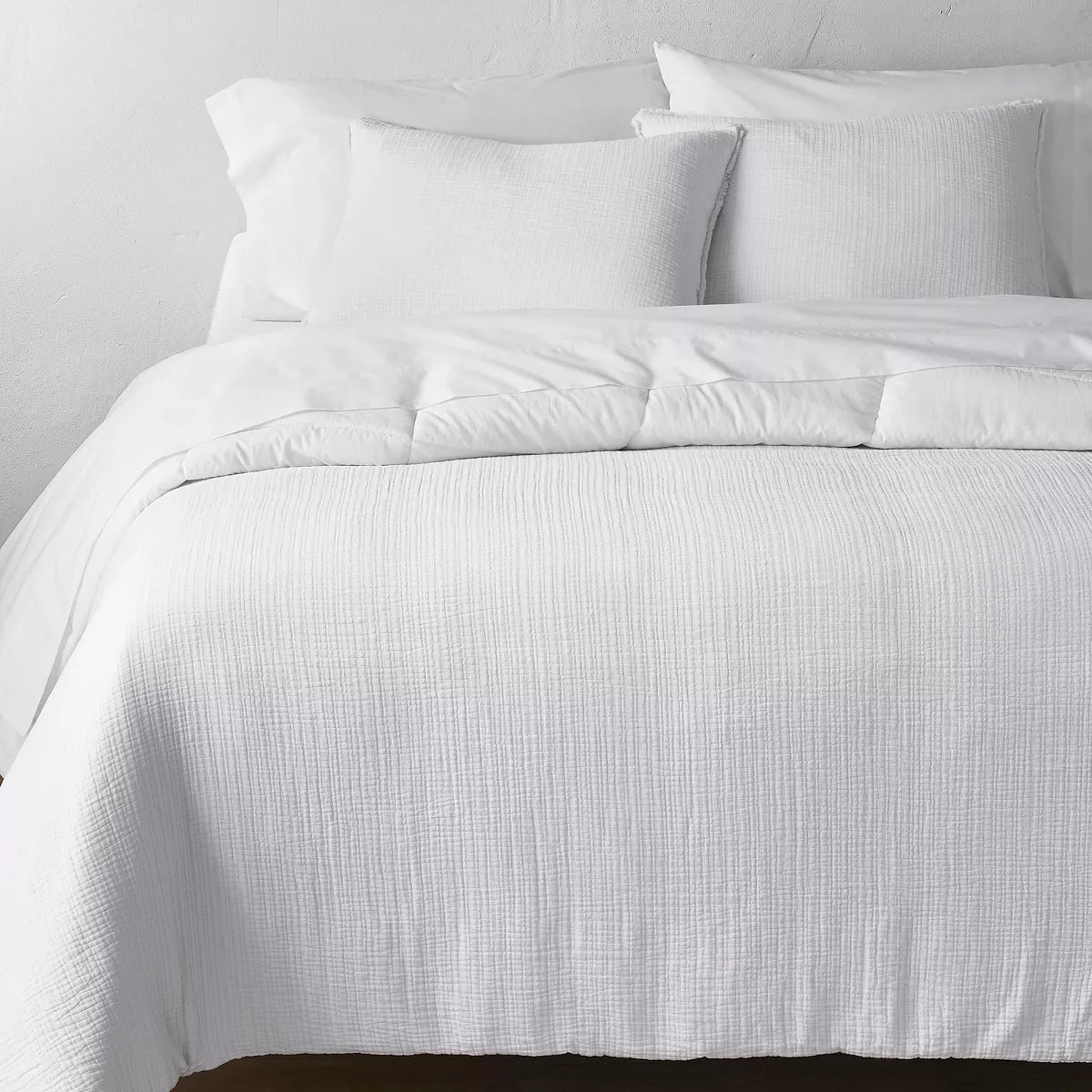 Textured Chambray Cotton Comforter & Sham Set - Full/Queen
