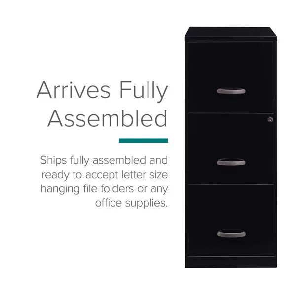 Industries Space Solutions File Cabinet 3 Drawer - Black: Vertical Steel Storage, GreenGuard Certified