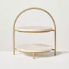 Tiered Marble and Brass Serving Stand Warm Beige - Farmhouse Kitchen Two-Tier Tray