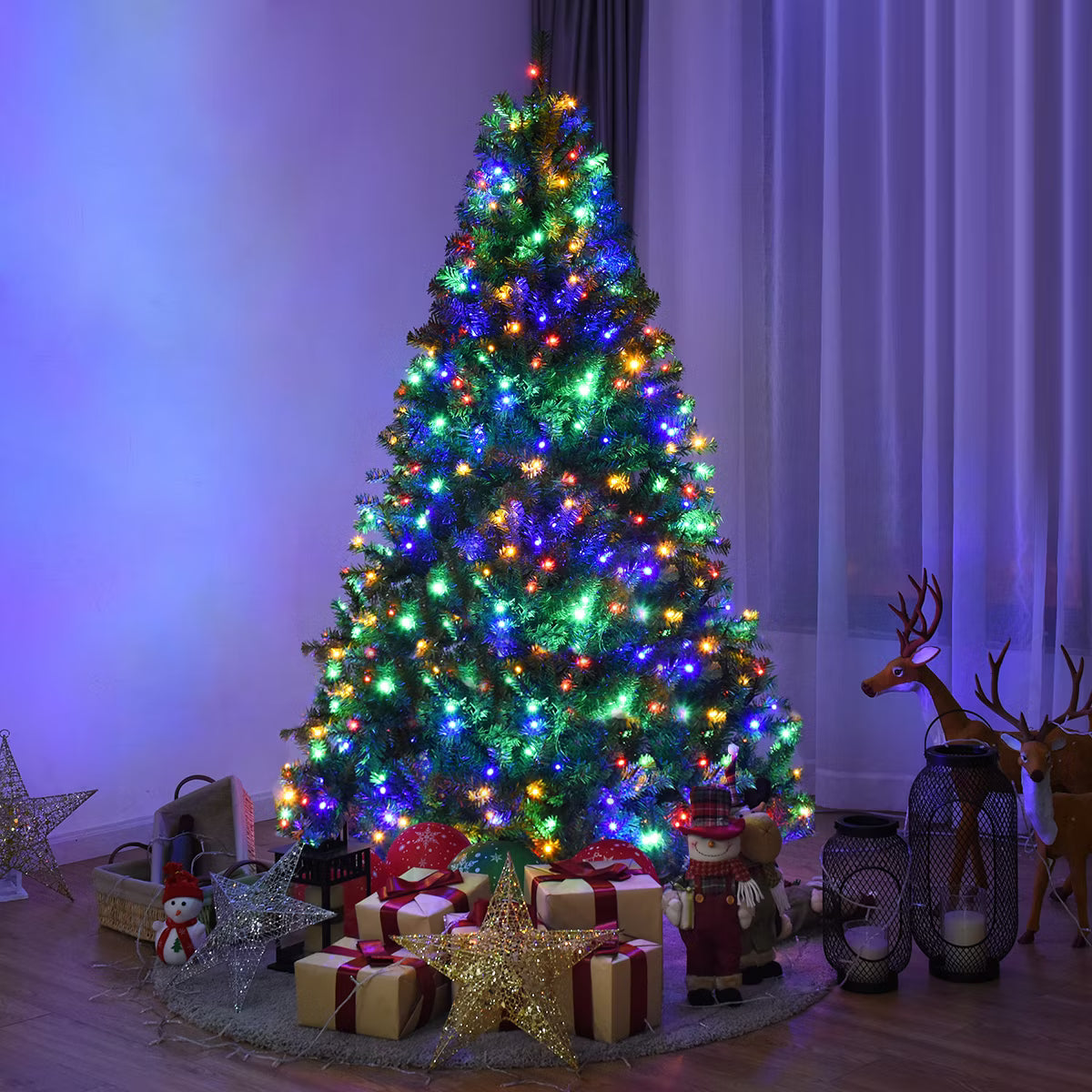 Pre-Lit Artificial Christmas Tree Hinged LED Lights