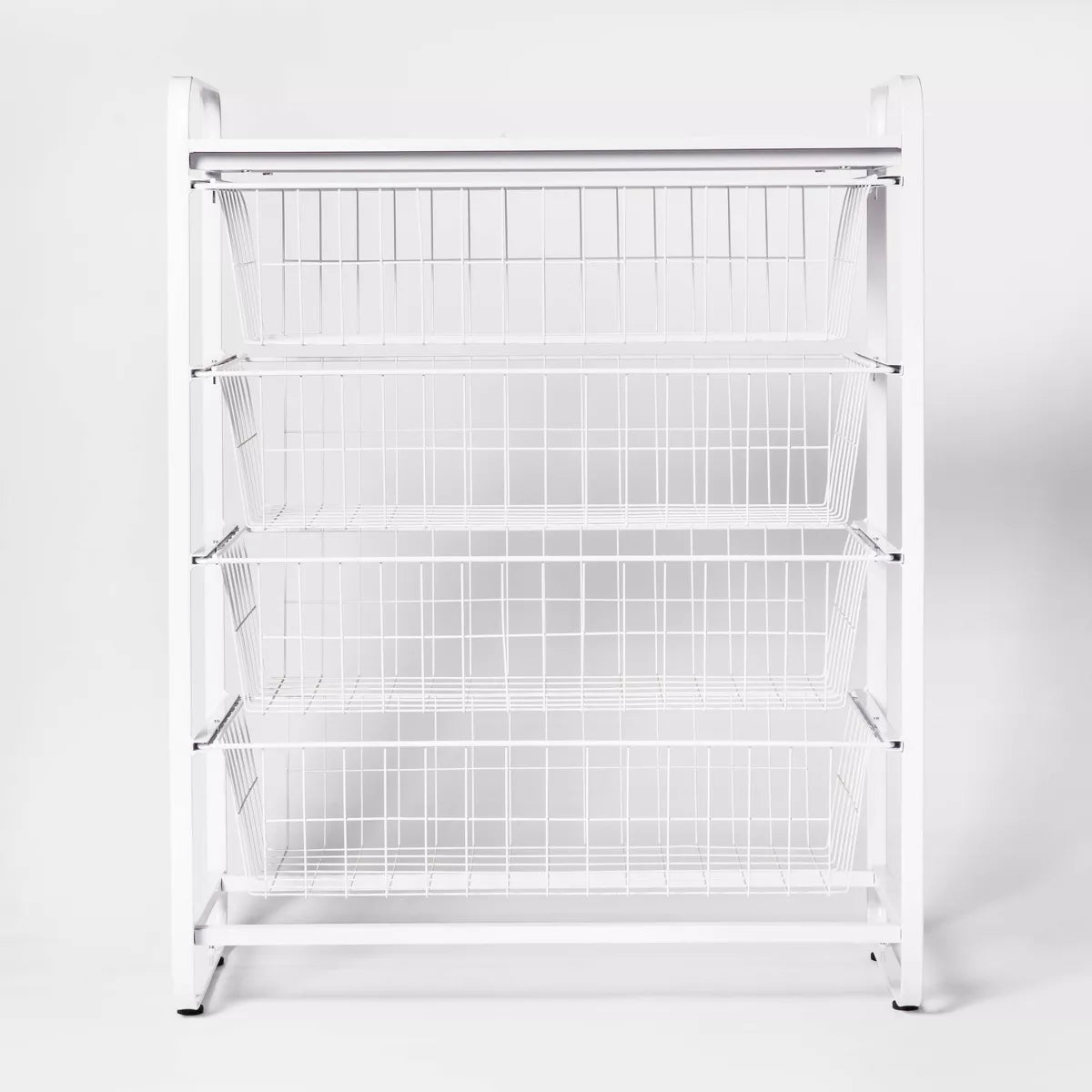 4 Drawer Metal Storage Organizer White - Steel Utility Storage, Fixed Shelves, Universal Wire Drawers