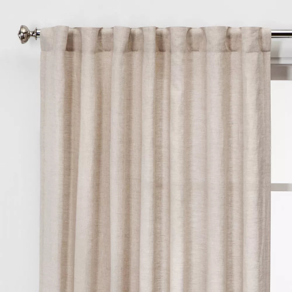 1pc Light Filtering Linen Window Curtain Panel