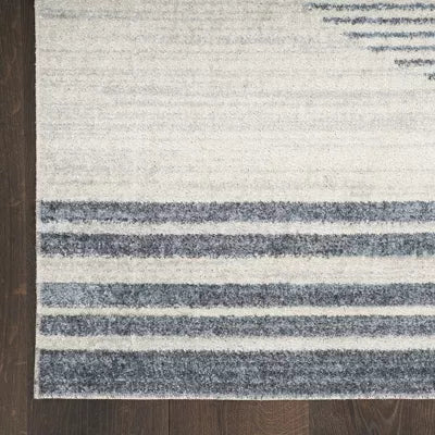 Astra Machine Washable Stripe Circle Mid-Century Modern Indoor Rug 2'2" x 4'