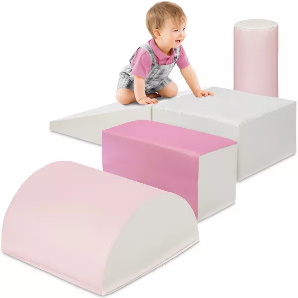 5-Piece Kids Climb & Crawl Soft Foam Block Playset Structures for Child Development