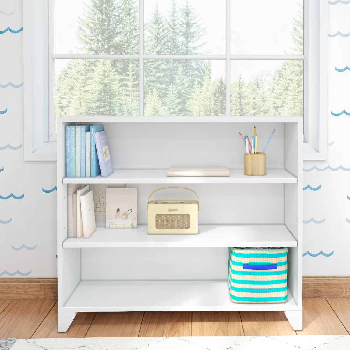 Max & Lily Classic 3-Shelf Bookcase - White SHOWROOM ITEM