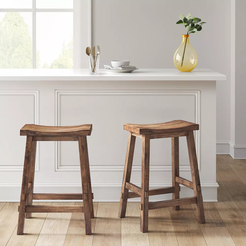 Halifax Farmhouse Wood Counter Height Barstool