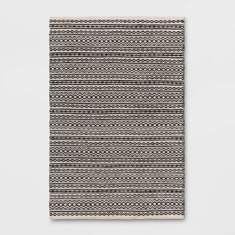 Washable Norwalk Stripe Rug Black/White - 4'x6'
