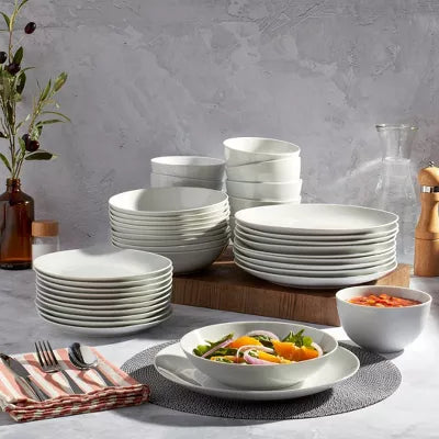 40pc Porcelain Catering Dinnerware Set White - Tabletops Gallery