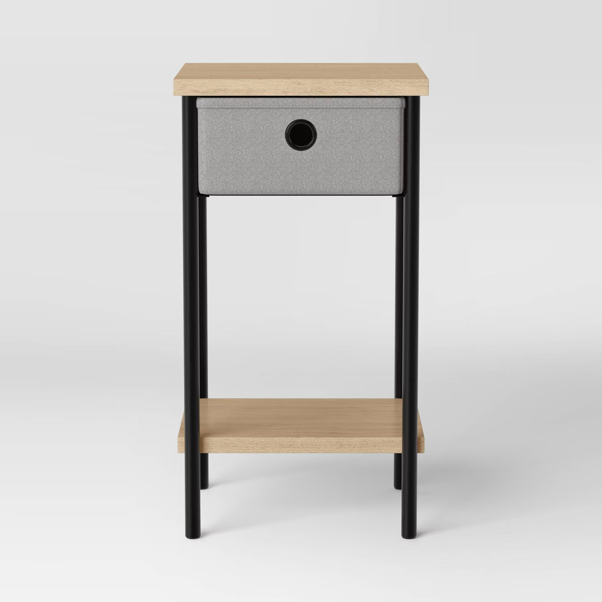 Fabric Bin Side Table Black Frame