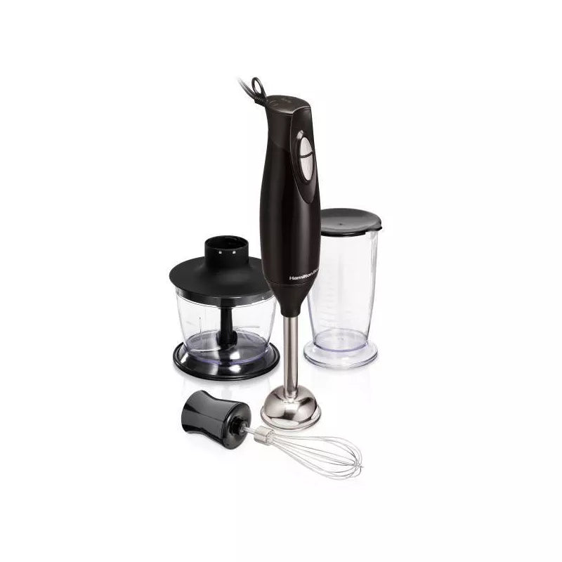 3-in-1 Hand Blender with Wisk: Immersion Handheld Mixer, 2 Speeds, Dishwasher-Safe, Black