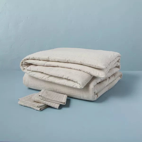 3pc Slub Center Stripe Comforter Set Twilight Taupe King