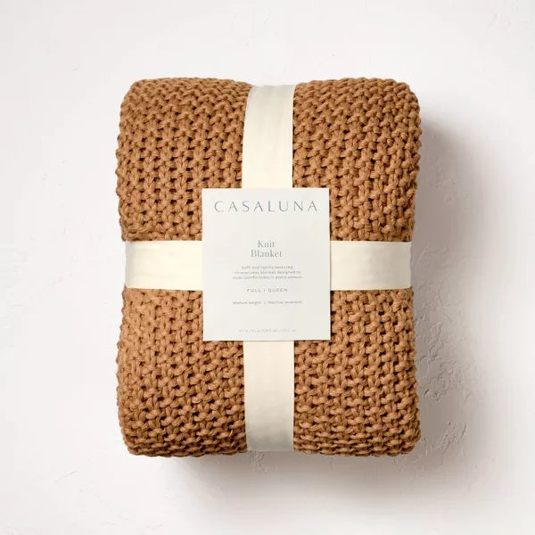 Chunky Knit Bed Blanket - Full/Queen