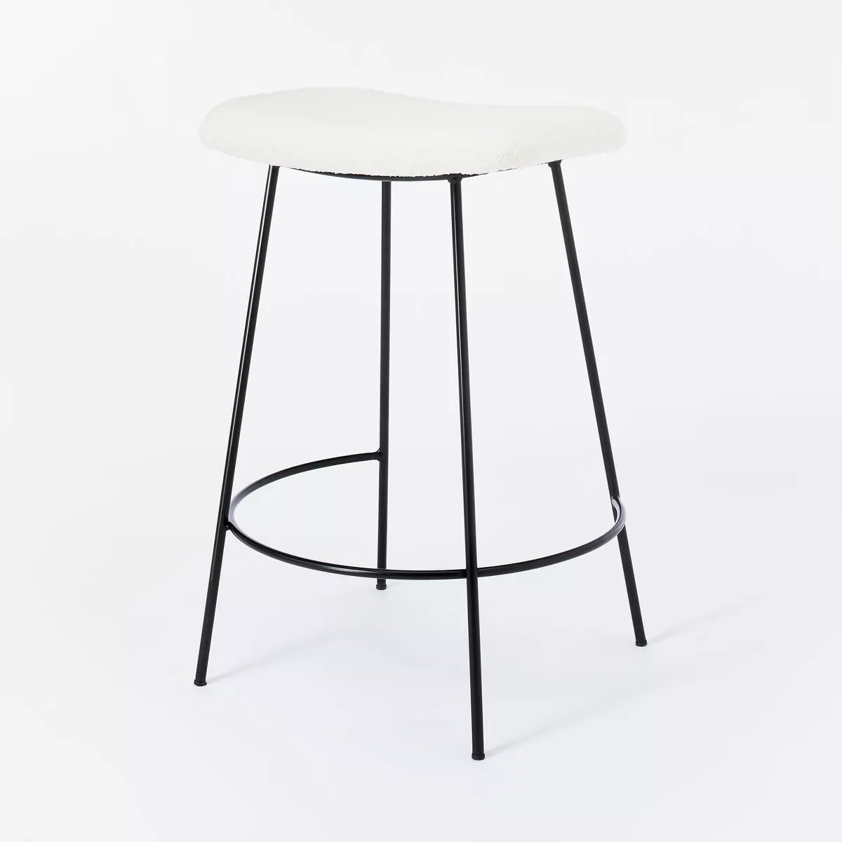 Clarkston Metal Counter Height Barstool with Upholstered Seat Salvage