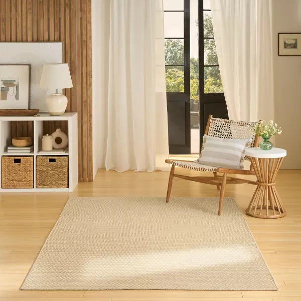 Tulum Basketweave Solid Indoor/Outdoor Rug 5'3"x7'