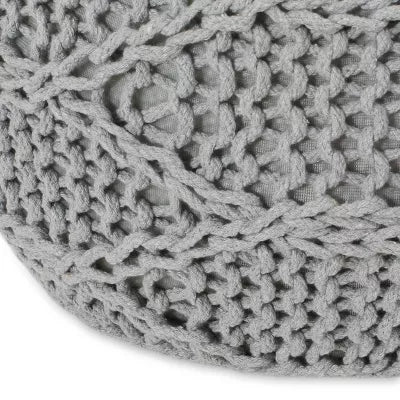 Morven Modern Knitted Cotton Round Pouf