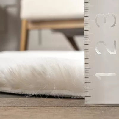 Eline Cozy Plush Machine Washable Faux Sheepskin Indoor Area Rug