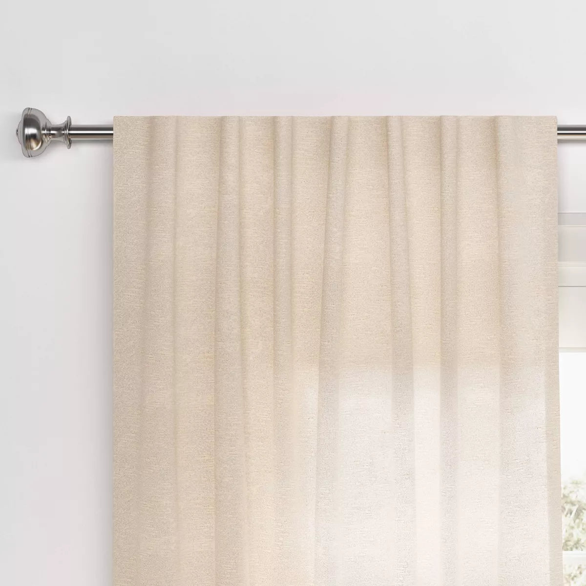 1pc Light Filtering Textural Boucle Window Curtain Panel