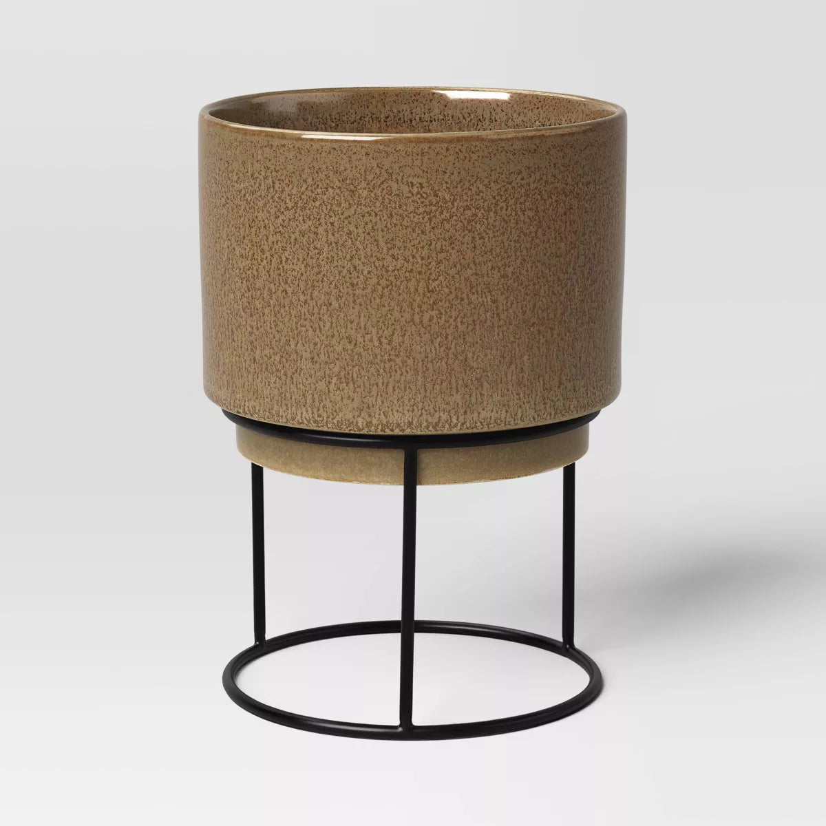 (No Stand) Ceramic Glazed Indoor Outdoor Planter Pot - Brown SHOWROOM ITEM