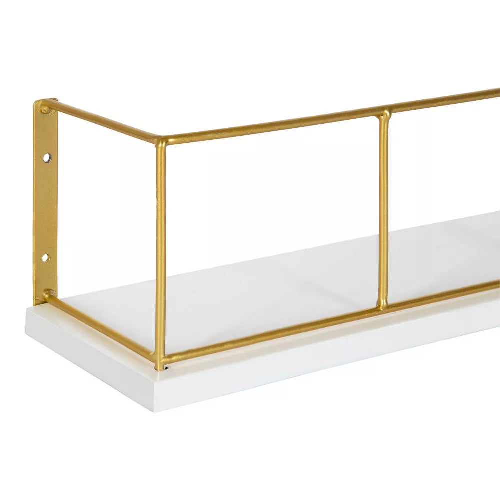 2pk Benbrook Wood and Metal Wall Shelf Set White