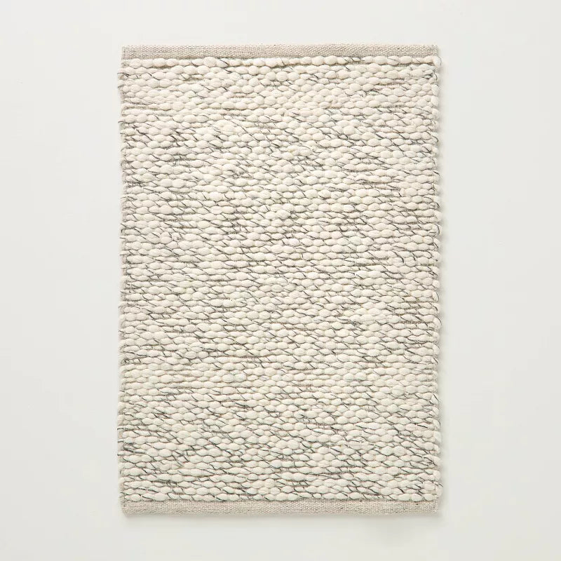 Chunky Rectangular Handmade Woven Area Rug Cream - 2'x3' Accent