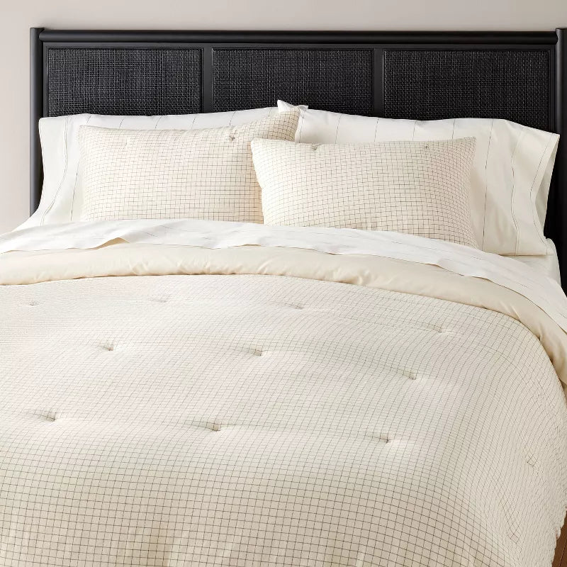 3pc Mini Grid Stitch Comforter Bedding Set - King