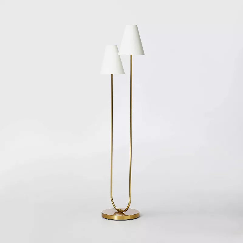 2-Head Floor Lamp Brass