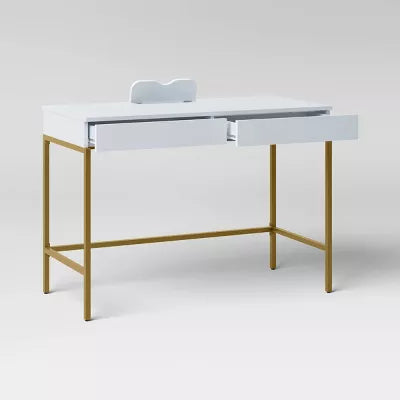 Loring Wood Writing Desk with Drawers and Charging Station, final cut