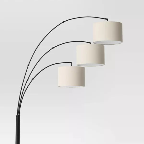 Avenal 3-Head Shaded Arc Floor Lamp Black