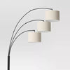 Avenal 3-Head Shaded Arc Floor Lamp Black