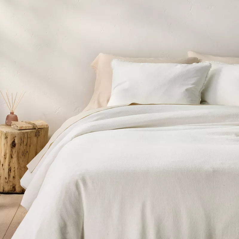 Heavyweight Linen Blend Duvet Cover & Pillow Sham Set - King