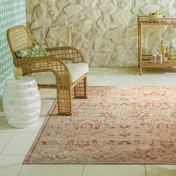 Ornate Persian Outdoor Area Rug Orange 5'x6'