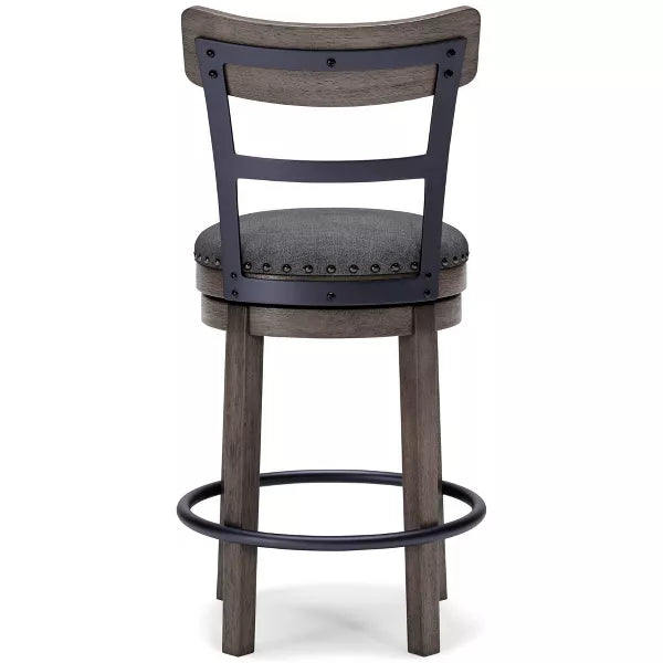 Caitbrook Counter Height Barstool Gray - Polyester Upholstery, Nailhead Trim, Swivel Seat