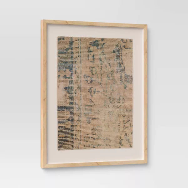 (Set of 2) Textured Fabric Framed Wall Art - Burlap Material, Abstract Digital Art, Beige Polystyrene Frame