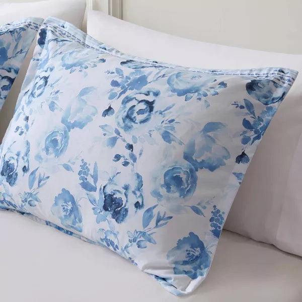 Twin/Twin XL Lena Floral Striped Comforter Set Blue