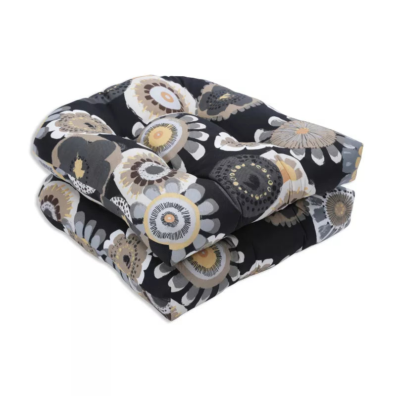 2pc Crosby Floral Outdoor Wicker Chair Cushions