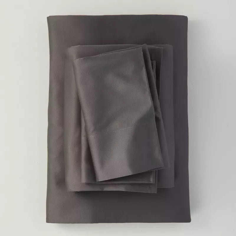 500 Thread Count Washed Supima Sateen Solid Sheet Set - Queen