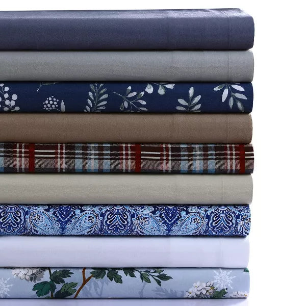 Solid Cotton Flannel Oversized Duvet Cover Set Queen