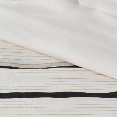 5pc Modern Stripe Comforter Set Off-White - Full/Queen