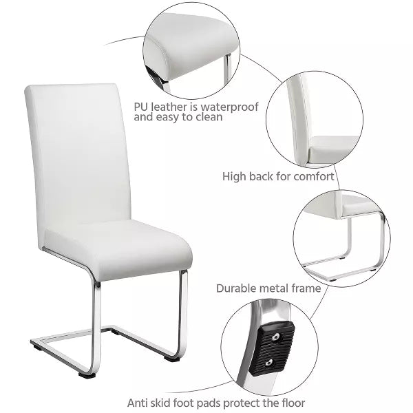 Set of 2 Faux Leather Dining Chairs with Metal Legs