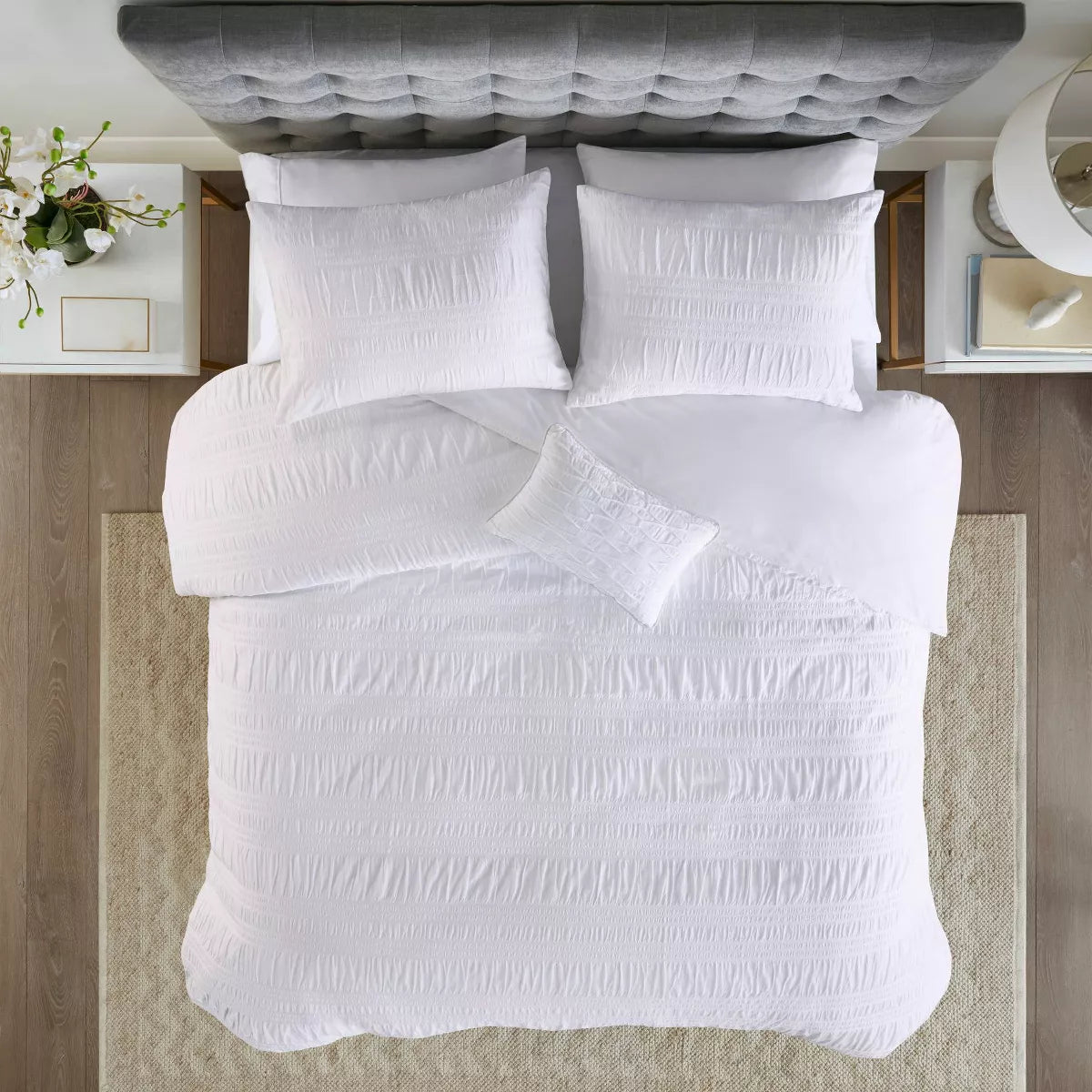 4pc Amari Cotton Seersucker Duvet Cover Set - Full/Queen