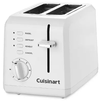 2-Slice Toaster White Bagel & Defrost Options, Reheat, Extra Wide Slots, Removable Crumb Tray