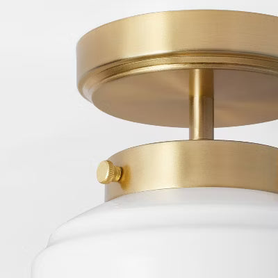 Milk Glass Semi-Flush Mount Ceiling Light