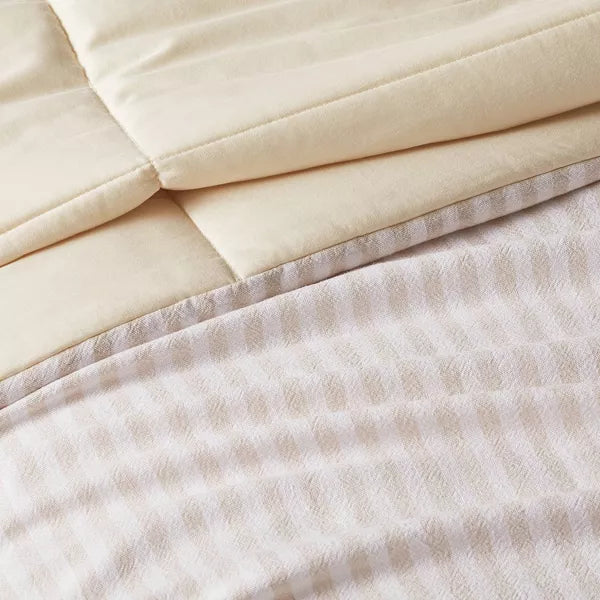 Heavyweight Linen Blend Stripe Comforter & Sham Set - Full/Queen