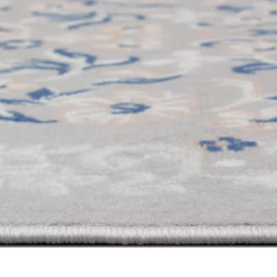 4'x6' Floral Woven Rug Gray